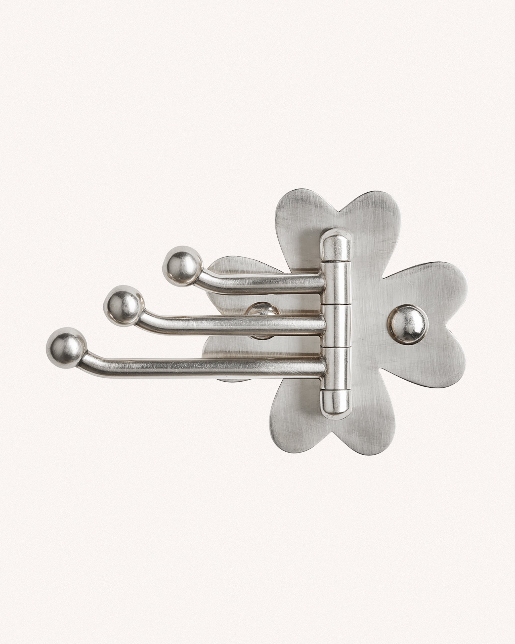 Clover Swing Arm Hook, Brushed Nickel
