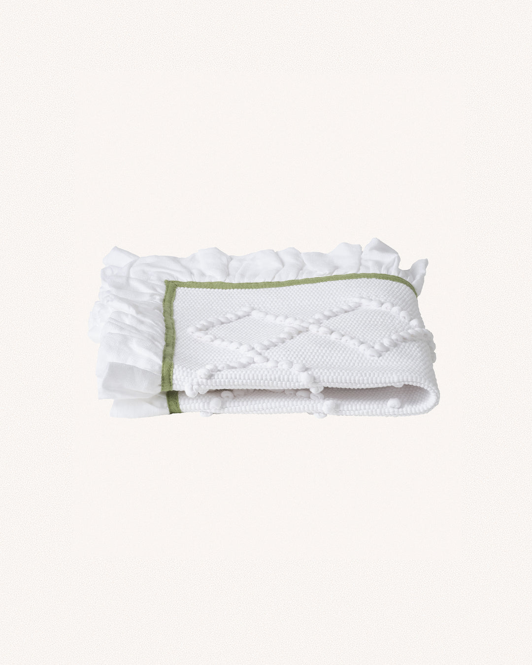 Linen Frill Bathmat, Sage Green
