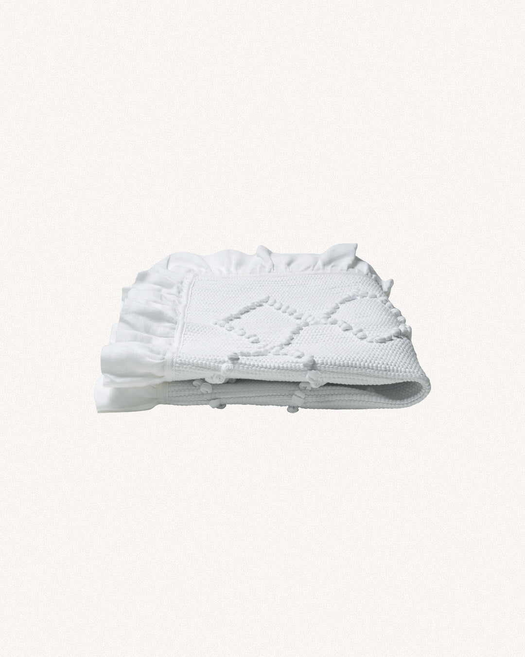 Linen Frill Bathmat, White