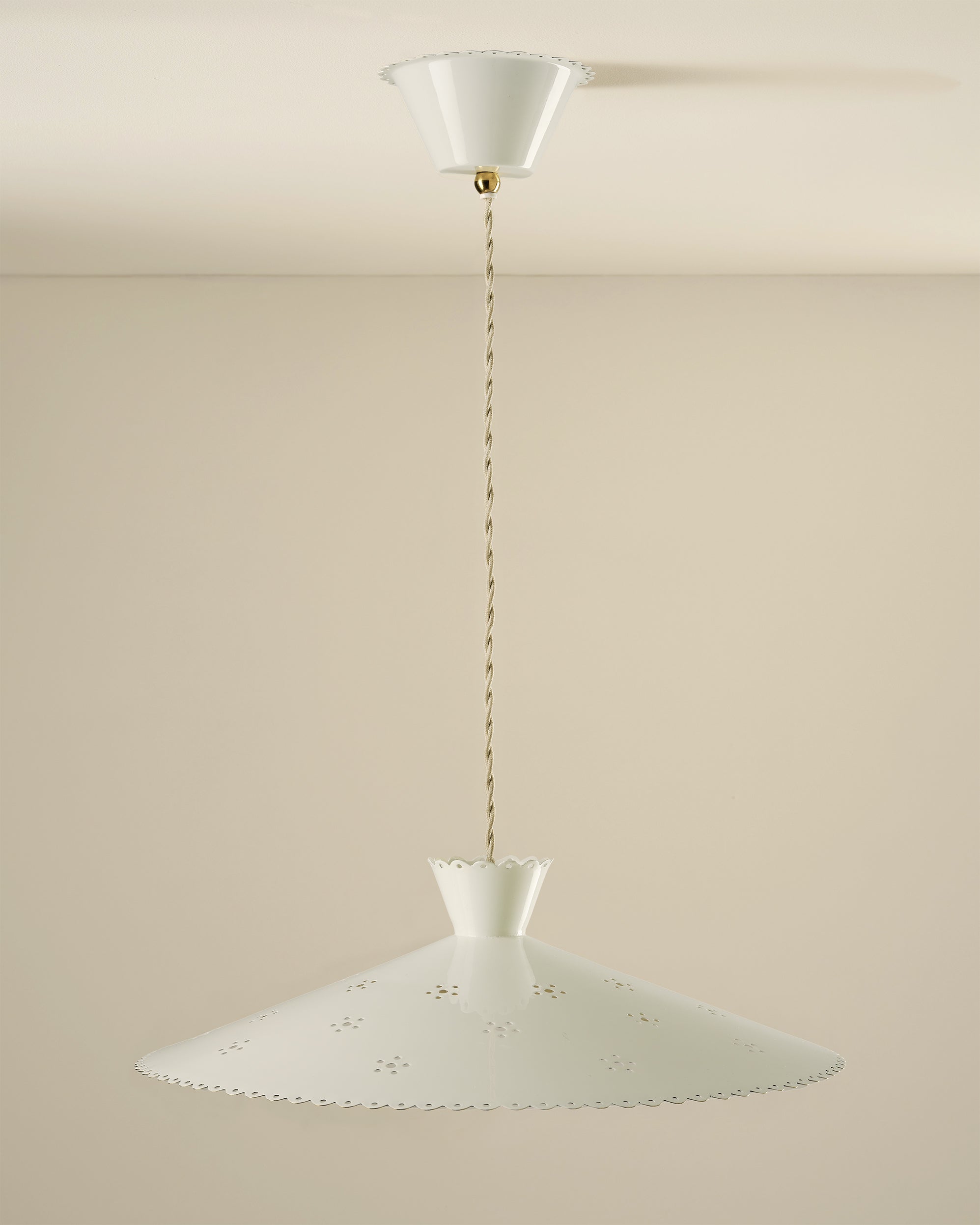 Floral Brass Pendant, Cream, Large