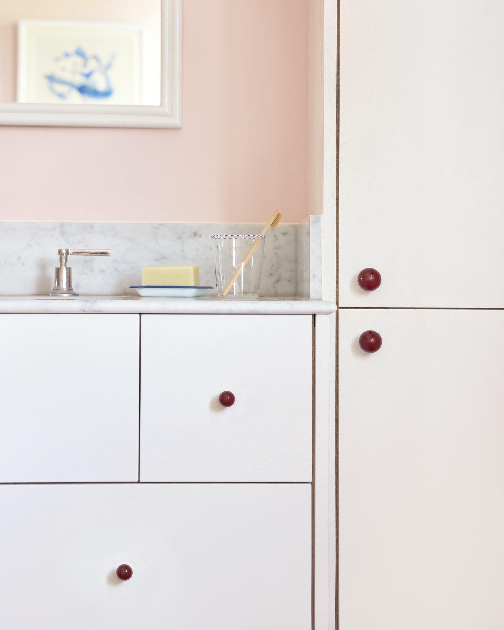 Coloured Knob, Cherry, Brass