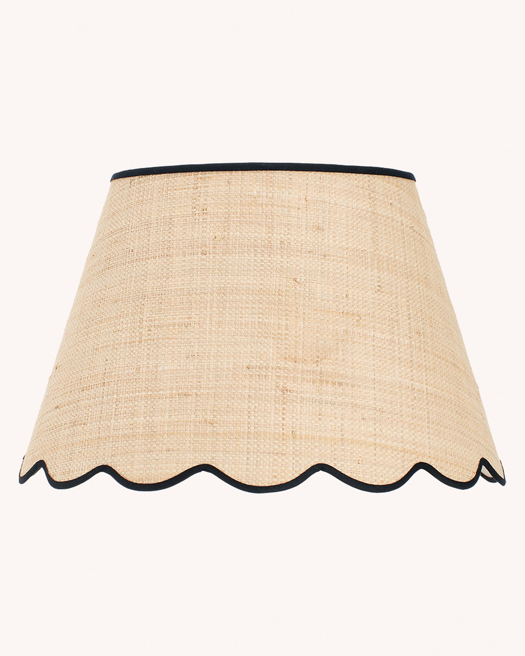 Raffia Scallop Lampshade, Black Trim, Large