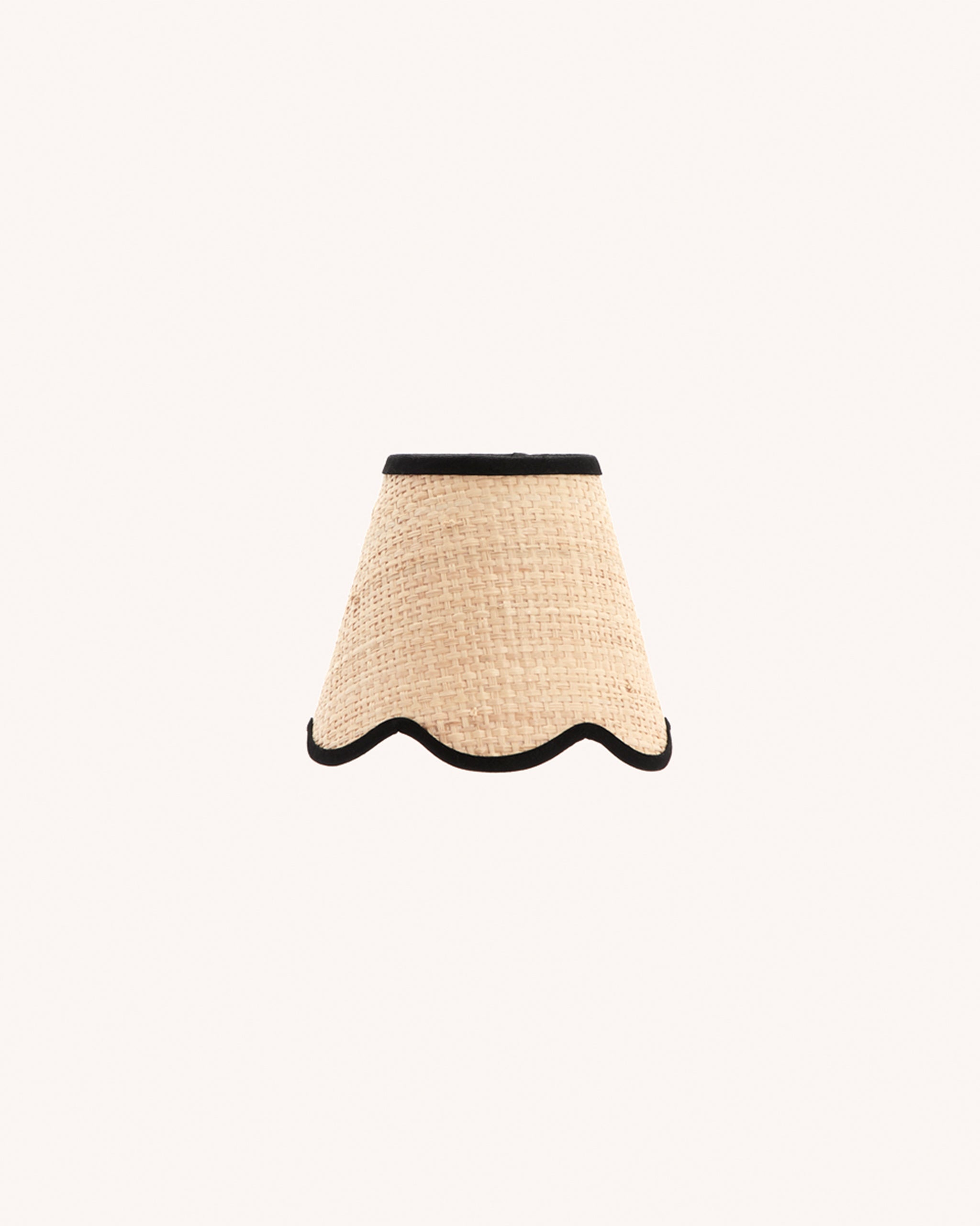 Raffia Scallop Lampshade, Black Trim, Mini