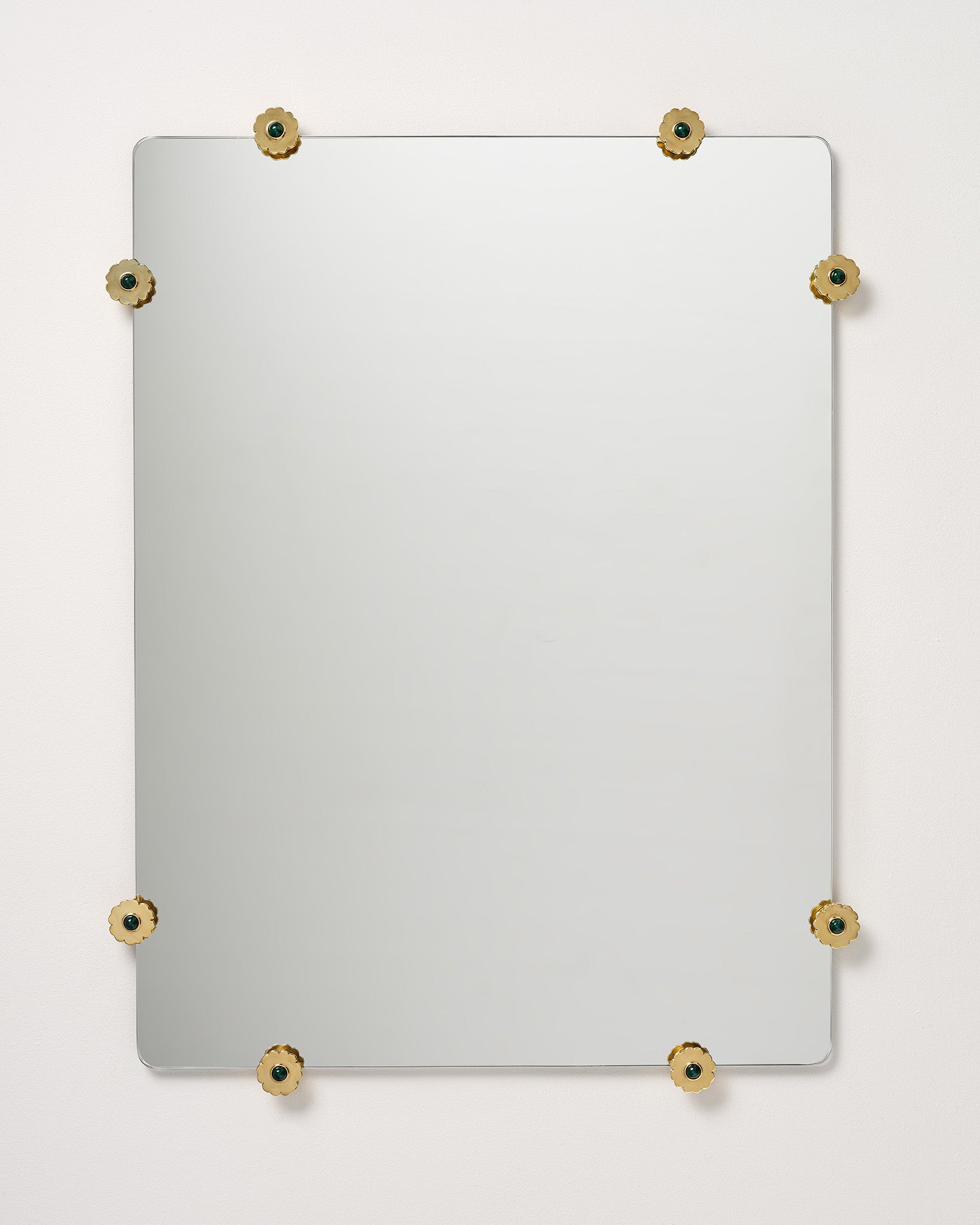 Mirror with Flower Studs, Brass