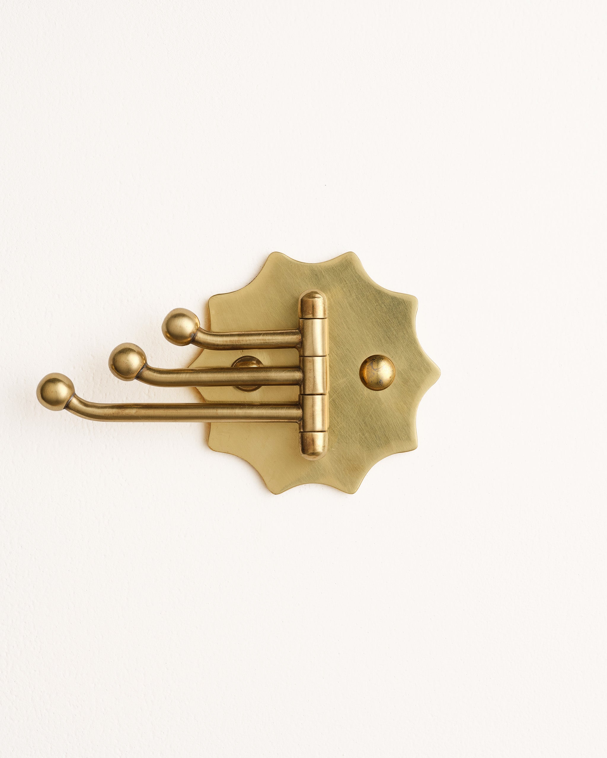 Wave Swing Arm Hook, Aged Brass
