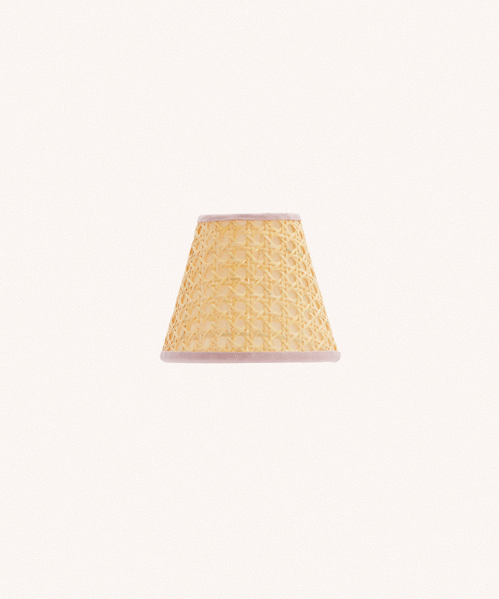 Cane Lampshade, Pink Trim, Mini