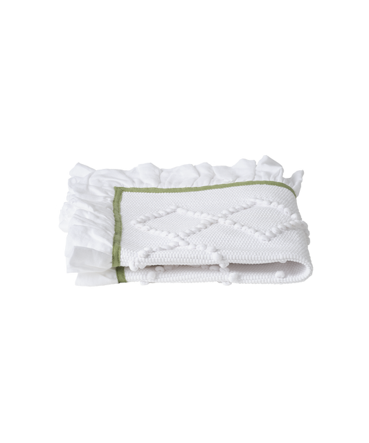 Linen Frill Bathmat, Sage Green