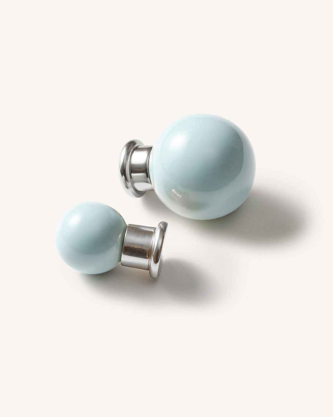 Coloured Knob, Pale Blue, Nickel