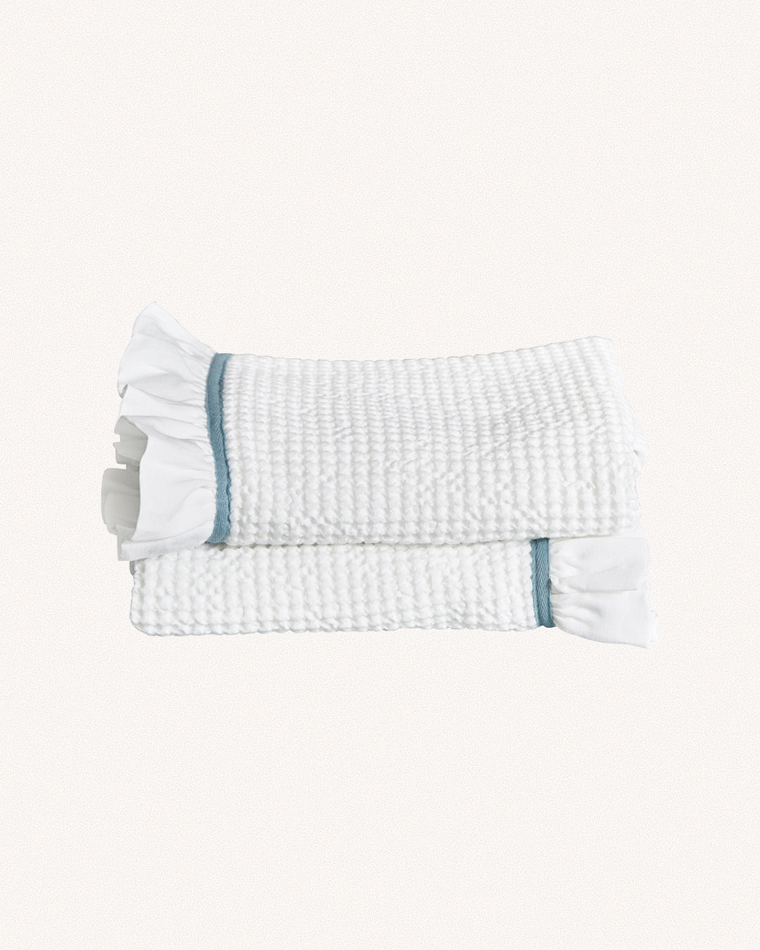 Waffle Cotton Hand Towels, Set Of 2, Sky Blue
