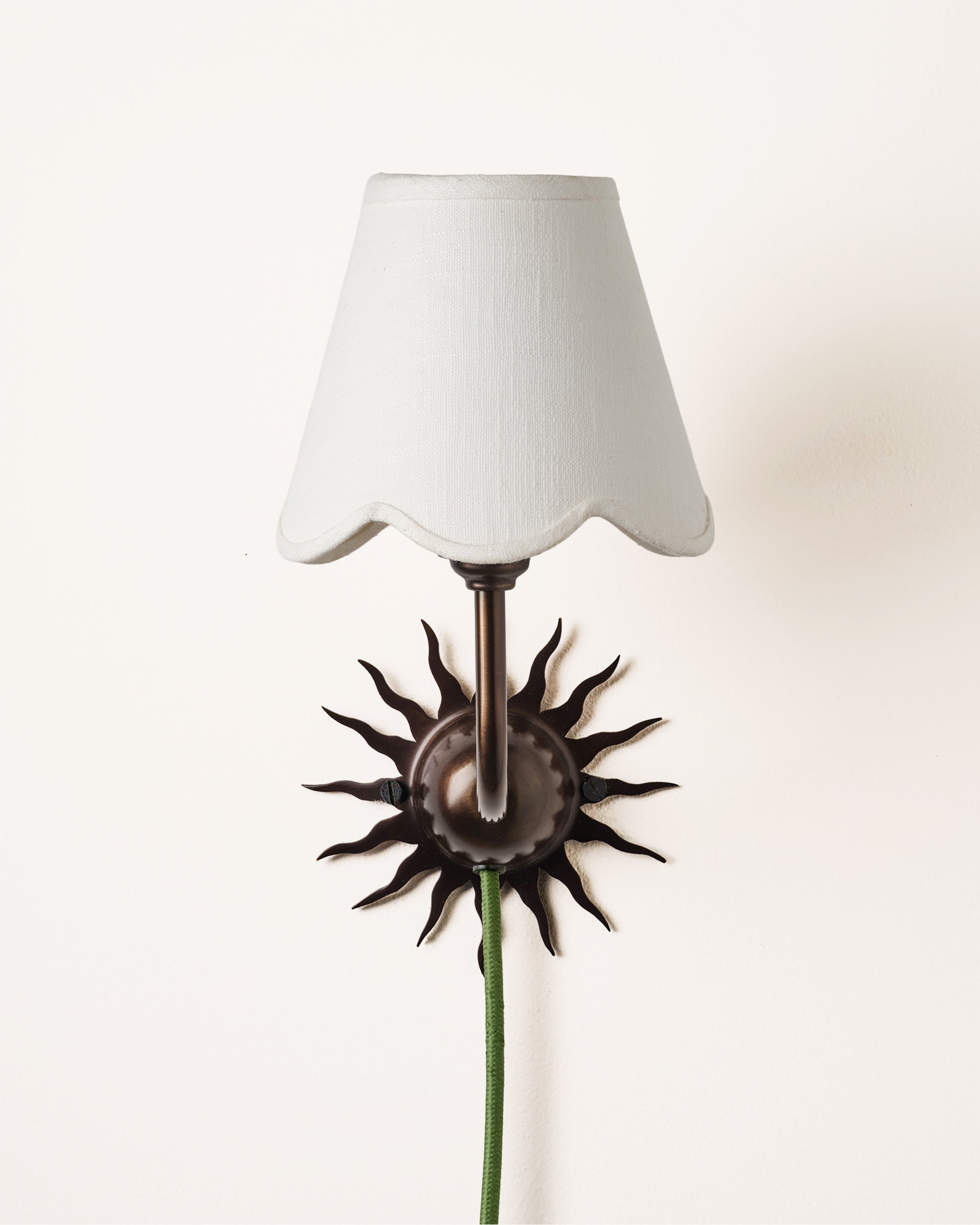 Sunburst Plug In Wall Light, Blackened Bronze