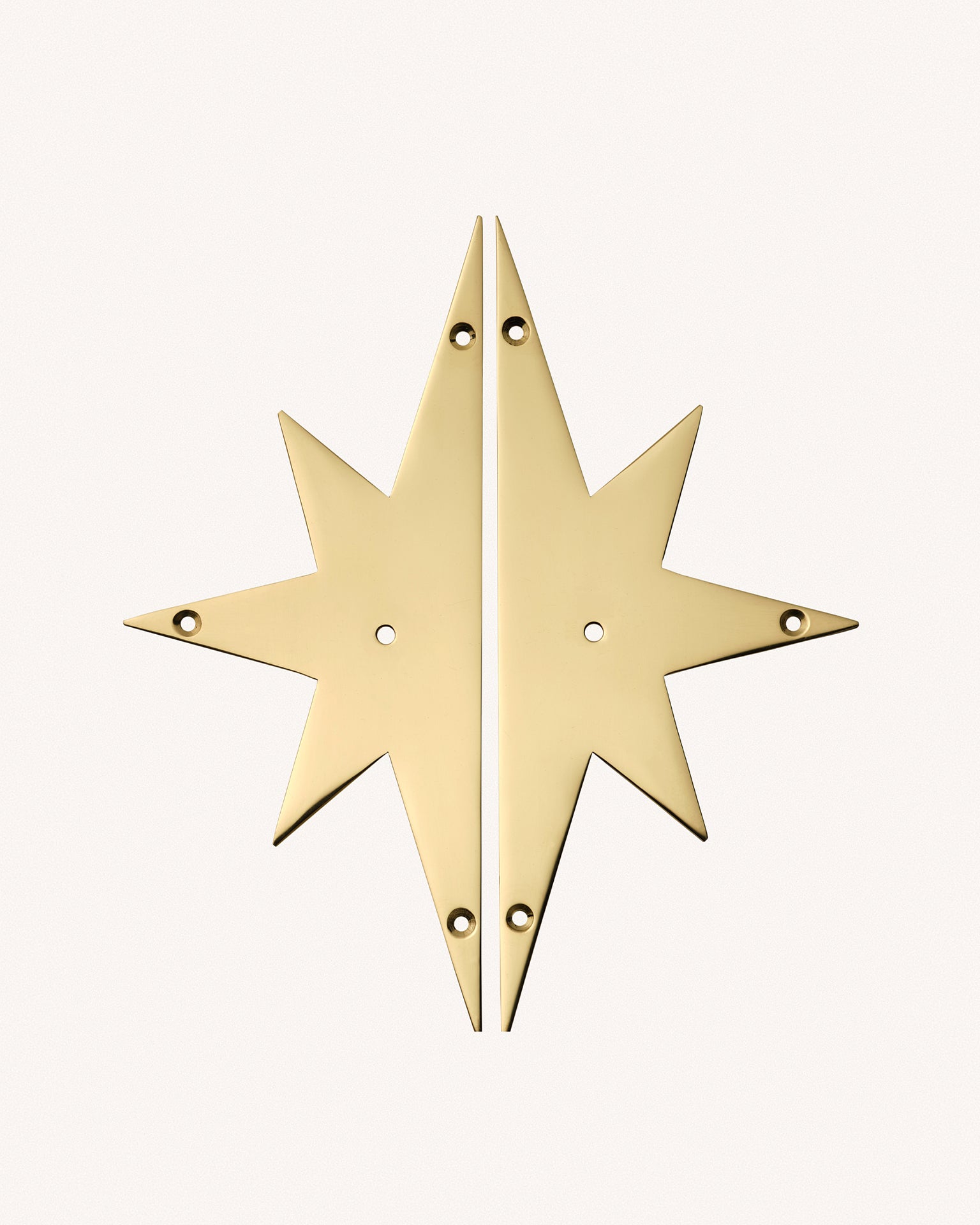 Pair of Star Backplates, Polished Brass