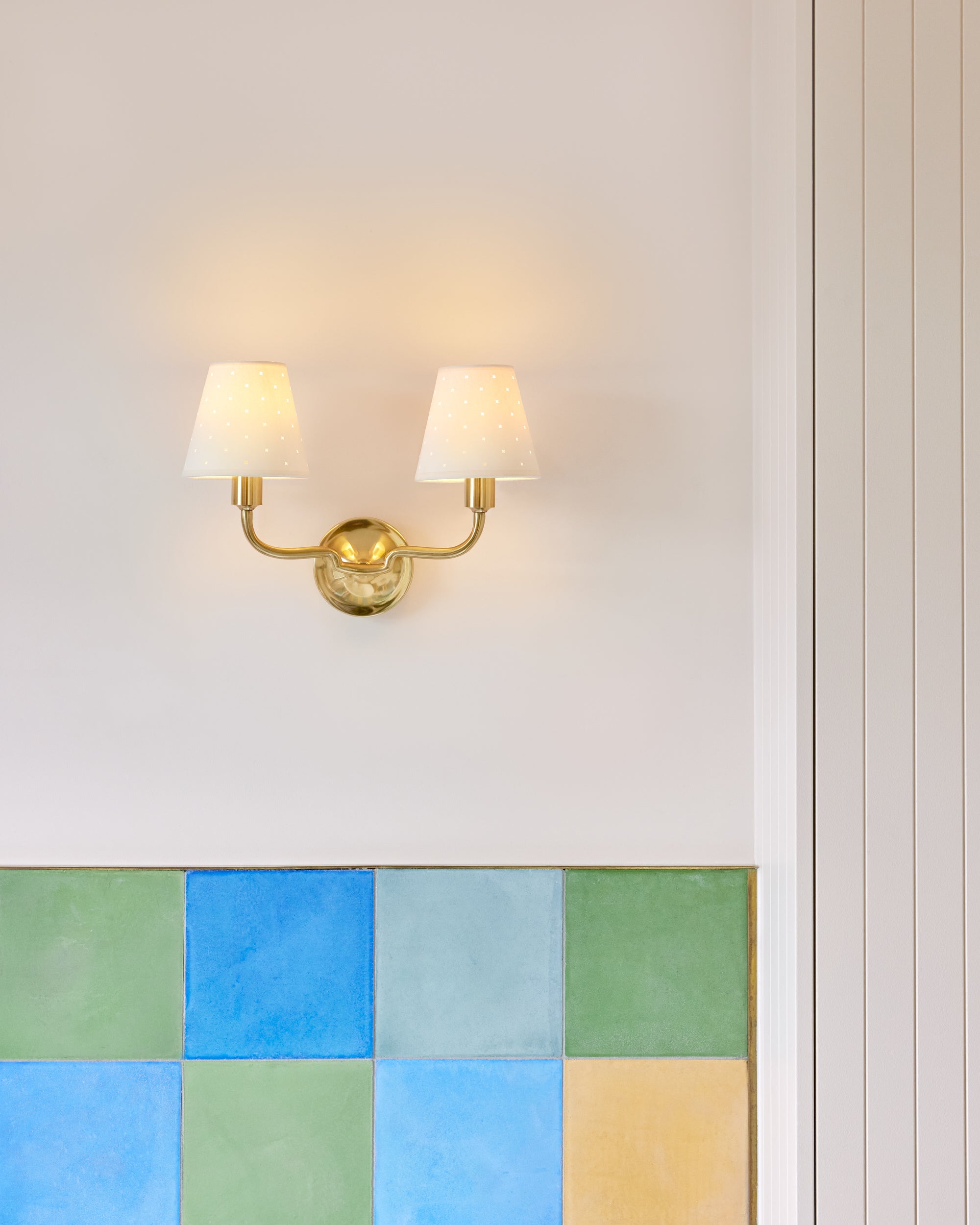 Double Wall Light, Aged Brass