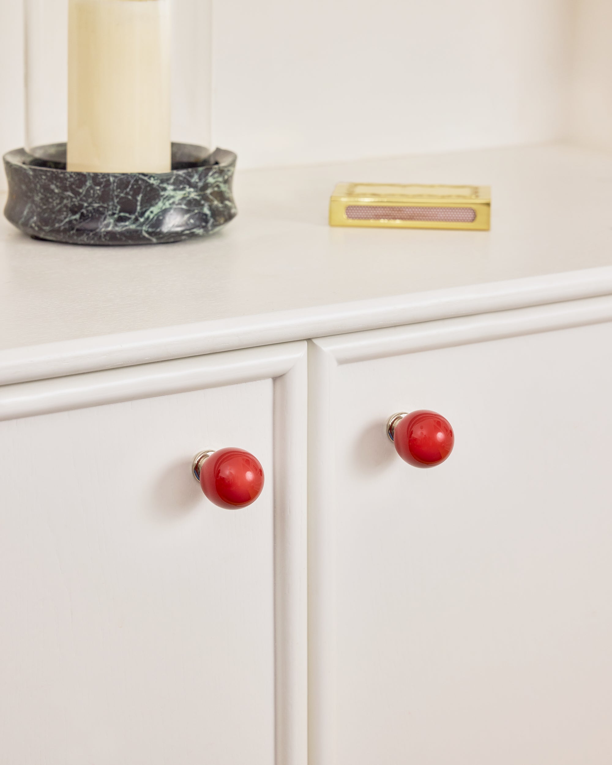 Coloured Knob, Brick, Nickel