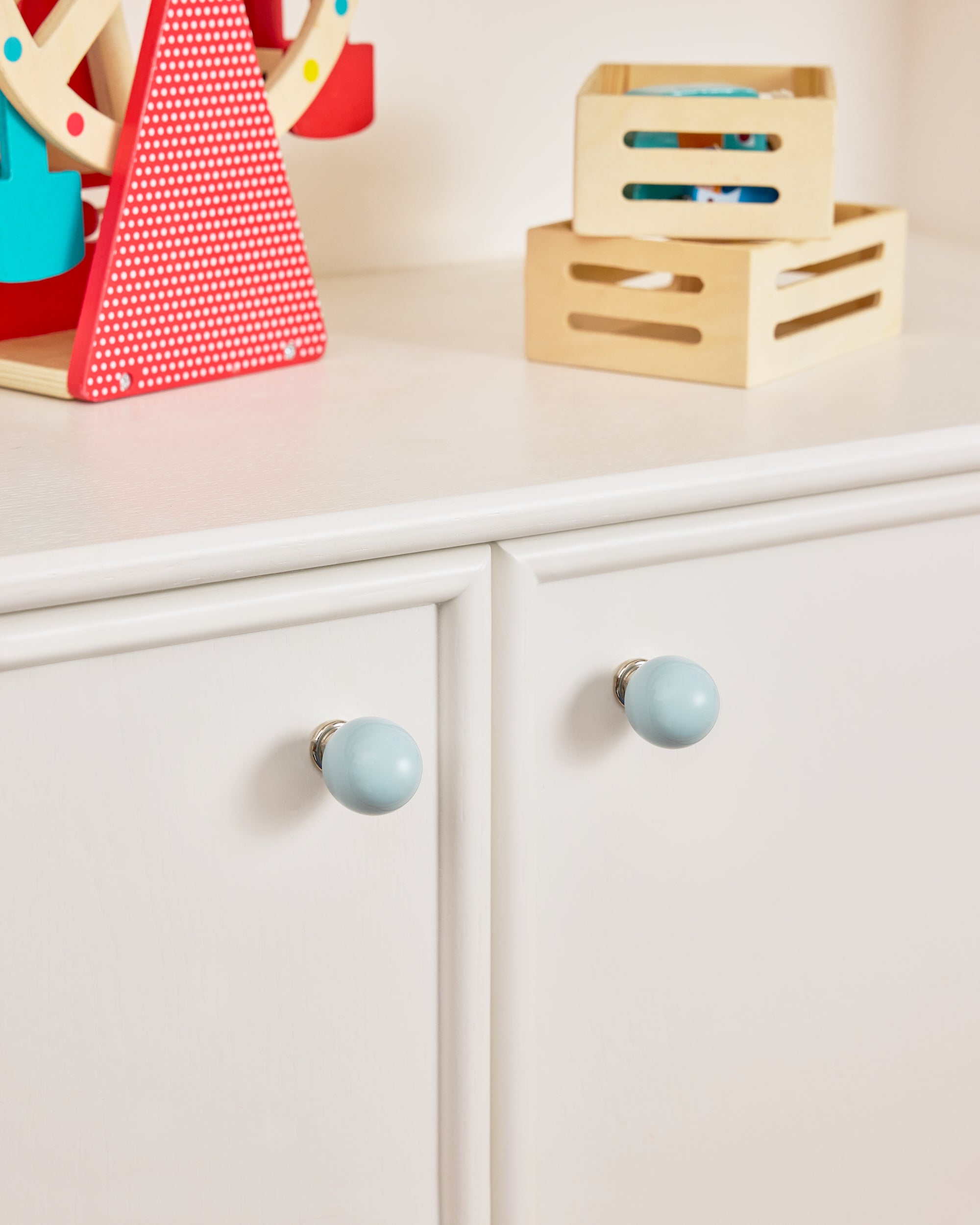 Coloured Knob, Pale Blue, Nickel