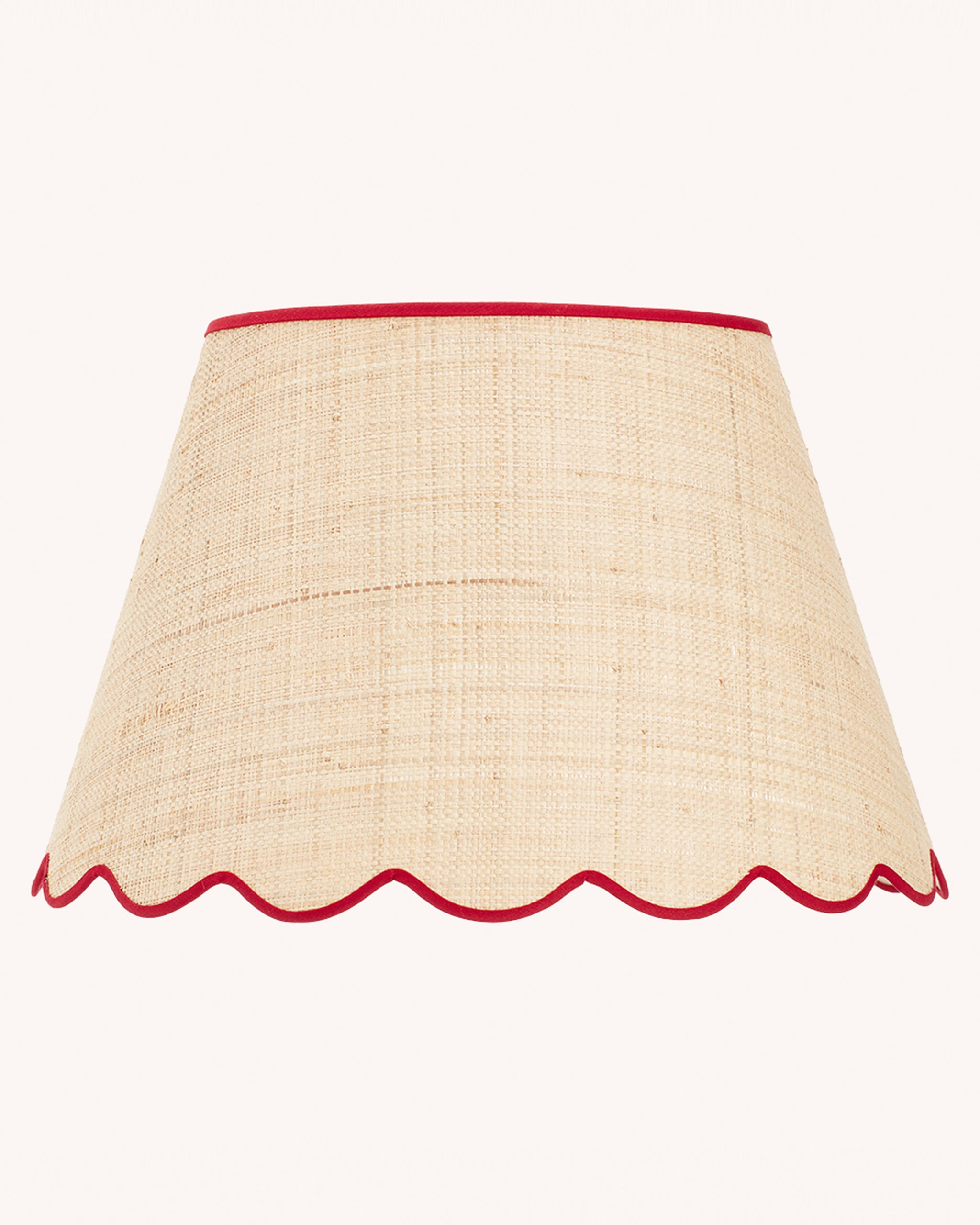 Raffia Scallop Lampshade, Red Trim, Large