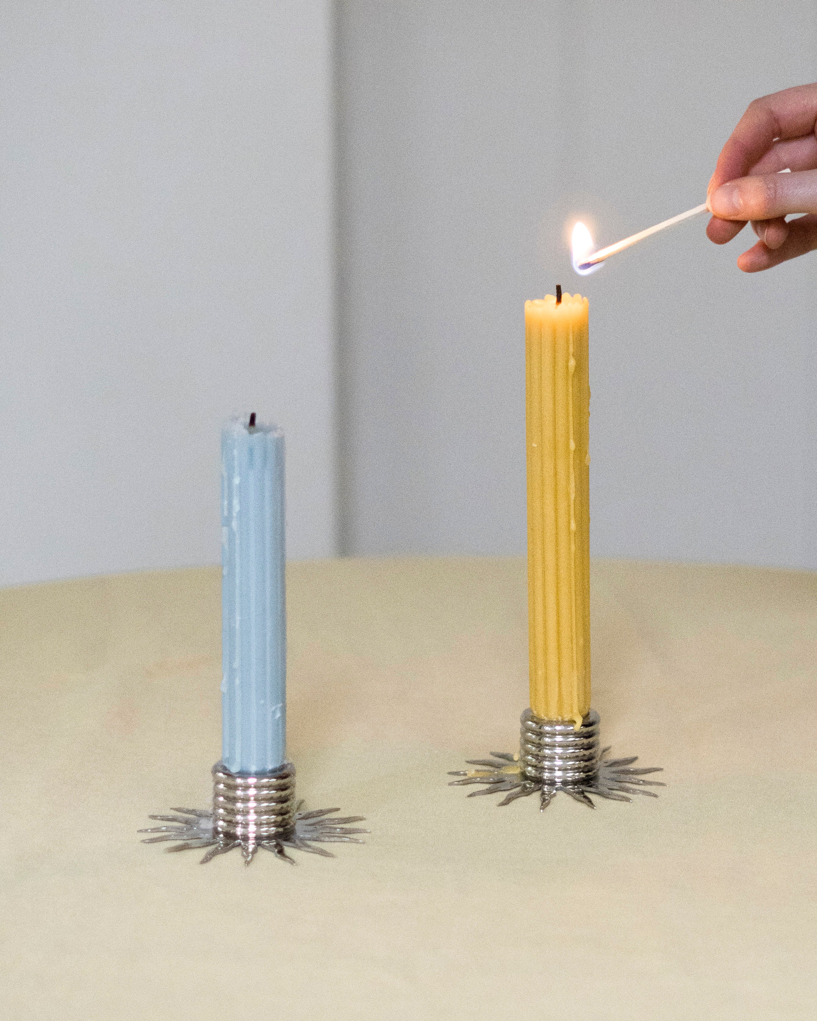 Sunburst Candle Holder, Nickel