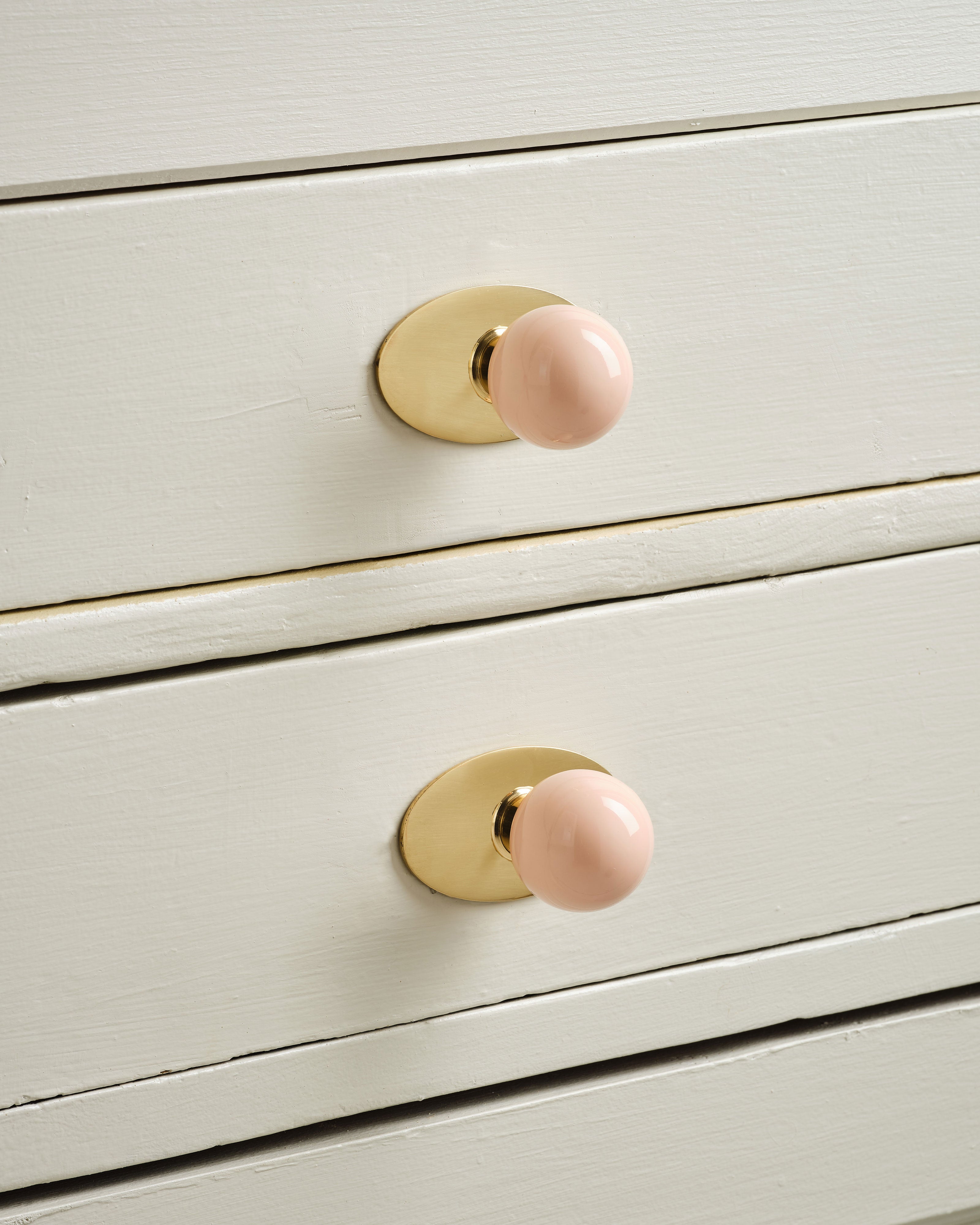 Coloured Knob, Pink, Brass